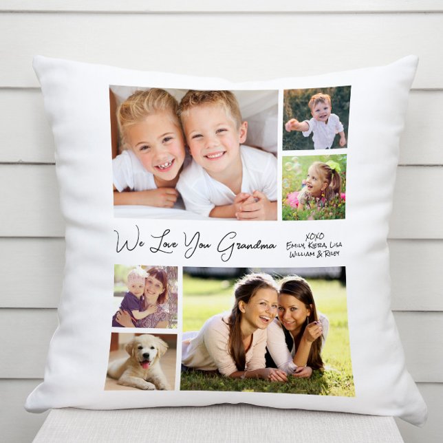 Grandma Love You Photo Collage Throw Pillow (Creator Uploaded)