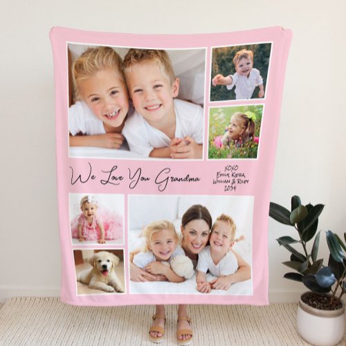 Grandma Love You Pink Photo Fleece Blanket