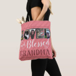 Grandma Loved and Blessed Photo Collage Tote Bag<br><div class="desc">Lovely pink stripe background with fun photo fill letters. Letters spell loved. Loved and blessed grandma custom photo gift template. Great for mother's day,  grandparents day,  birthday,  or just because you want to surprise your favorite grandma with this unique personalized gift.</div>