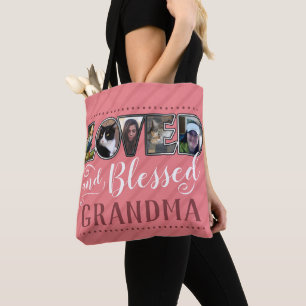Grandma Loved and Blessed Photo Collage Tote Bag