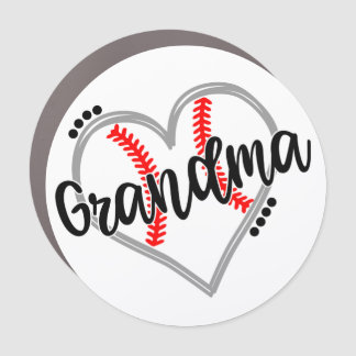 Grandma Loves Baseball Car Magnet