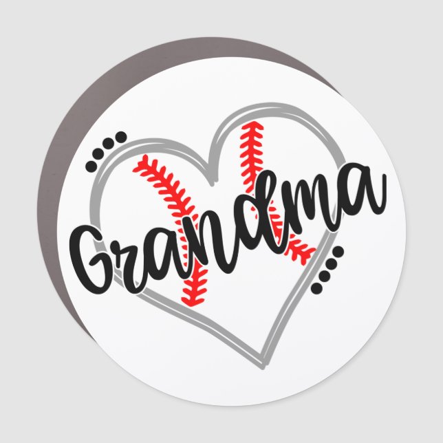 Grandma Loves Baseball Car Magnet (Front)