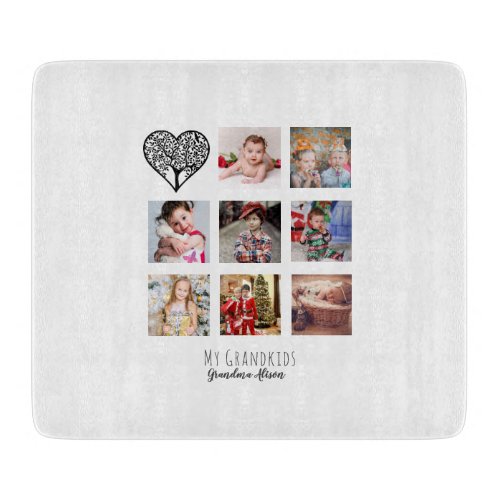 Grandma Loves Her Family Tree Photo Collage Gift Cutting Board