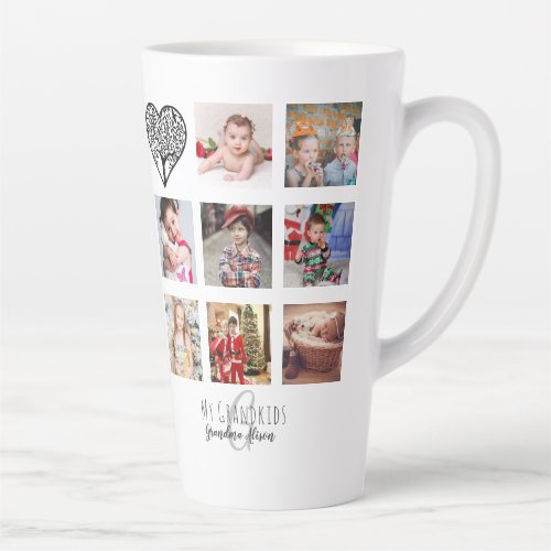 Grandma Loves Her Family Tree Photo Collage Gift Latte Mug