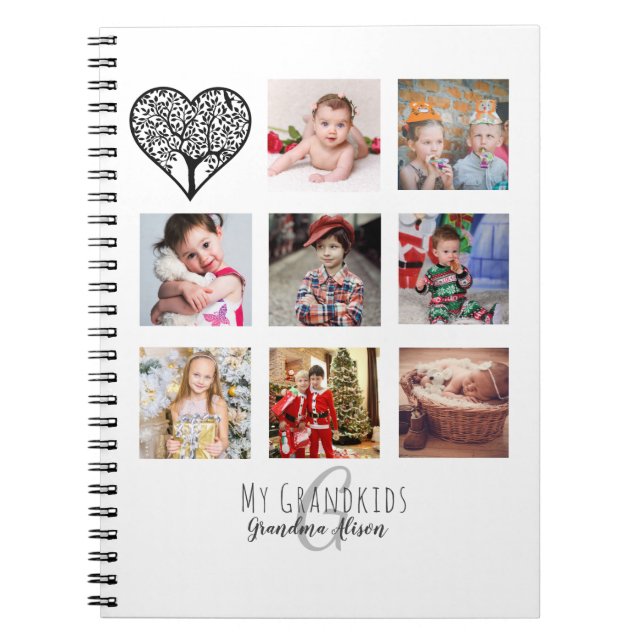 Grandma Loves Her Family Tree Photo Collage Gift Notebook (Front)