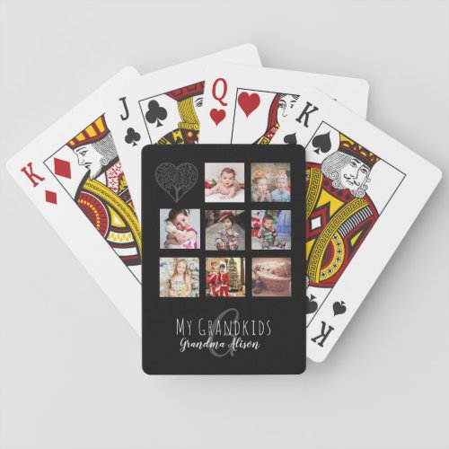 Grandma Loves Her Family Tree Photo Collage Gift Playing Cards