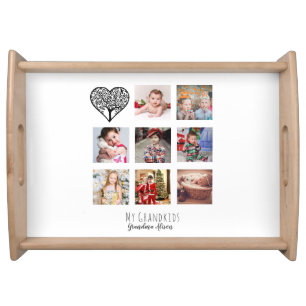 Grandma Loves Her Family Tree Photo Collage Gift Serving Tray