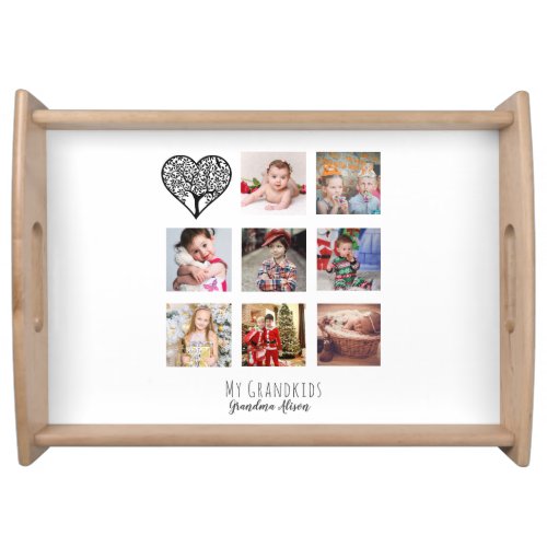 Grandma Loves Her Family Tree Photo Collage Gift Serving Tray