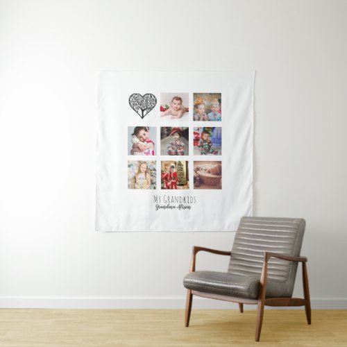 Grandma Loves Her Family Tree Photo Collage Gift Tapestry
