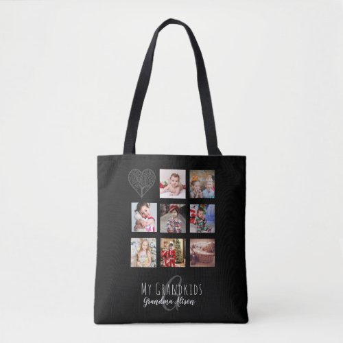 Grandma Loves Her Family Tree Photo Collage Gift Tote Bag