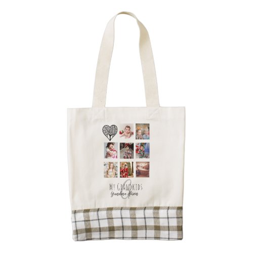 Grandma Loves Her Family Tree Photo Collage Gift Zazzle HEART Tote Bag