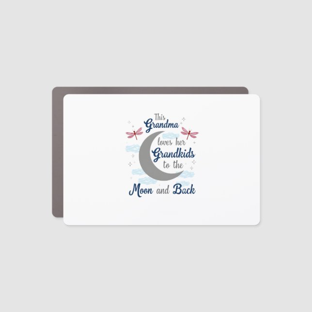 Grandma Loves Her Grandkids Dragonfly Moon Women G Car Magnet (Front)