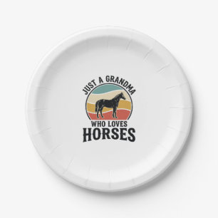Grandma Loves Horses Vintage Engraving Shirt Desig Paper Plates