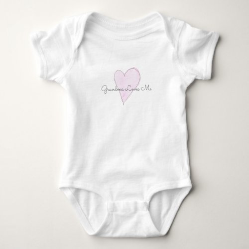 GRANDMA LOVES ME Sweet Heart Pink Valentine Baby Baby Bodysuit