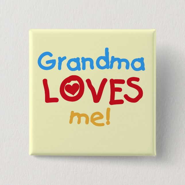Grandma Loves Me T-shirts and Gifts Button (Front)