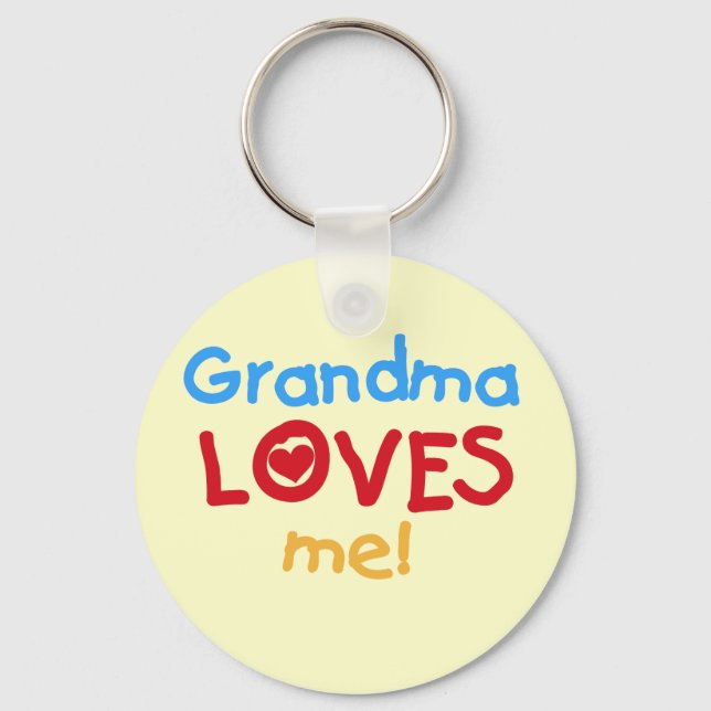 Grandma Loves Me T-shirts and Gifts Keychain (Front)