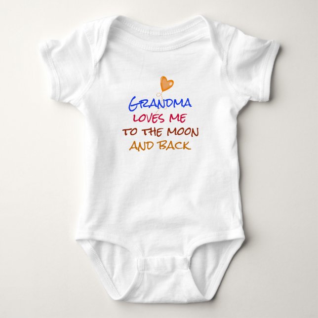 Grandma Loves Me to the Moon and Back Quote Baby Bodysuit (Front)