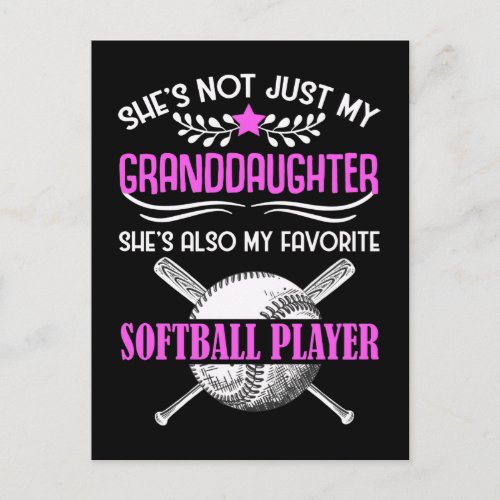 Grandma Loves Softball playing Granddaughter Postcard