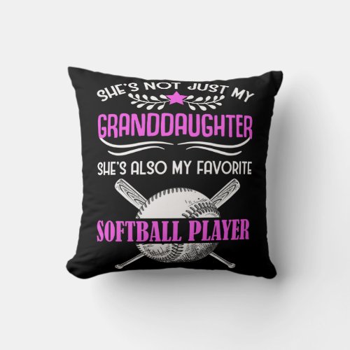 Grandma Loves Softball playing Granddaughter Throw Pillow