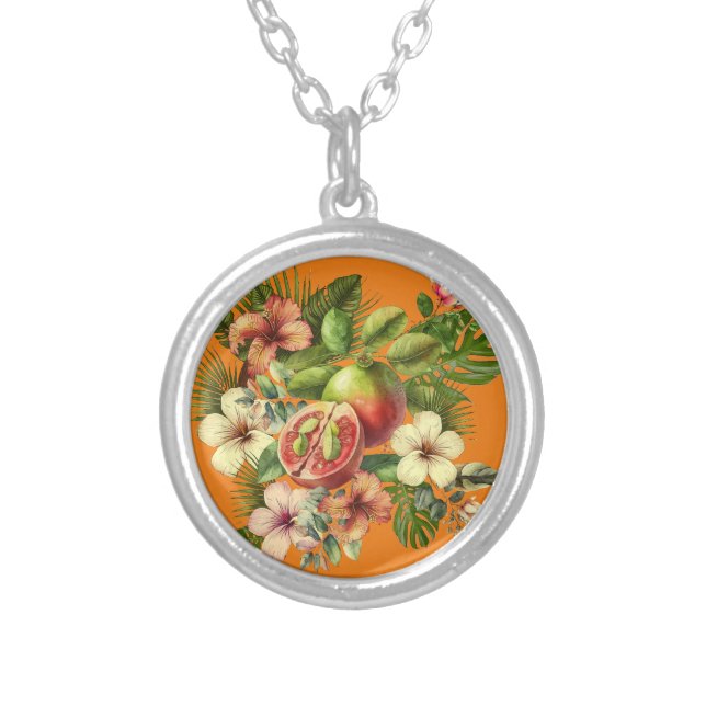 Grandma Manuela's Guavas Silver Plated Necklace (Front)
