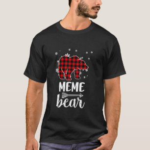 Grandma Meme Bear Xmas Pajama Red Plaid Buffalo PJ T-Shirt