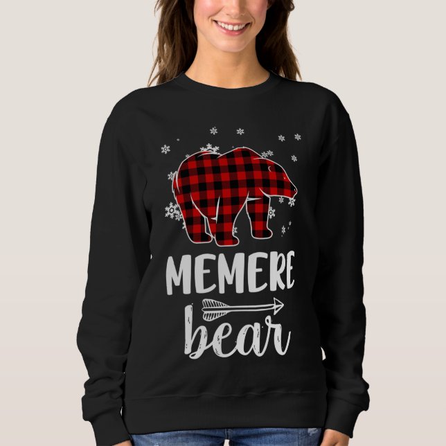 Grandma Memere Bear Christmas Pajama Red Plaid Buf Sweatshirt (Front)
