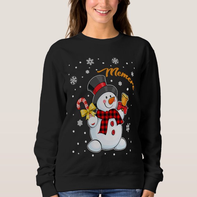 Grandma Memere Snowman Candy Cane Christmas Red Pl Sweatshirt (Front)