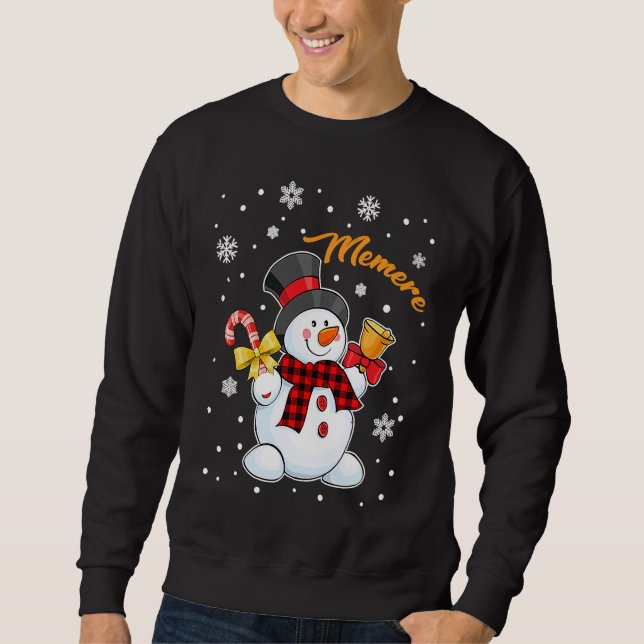 Grandma Memere Snowman Candy Cane Christmas Red Pl Sweatshirt (Front)