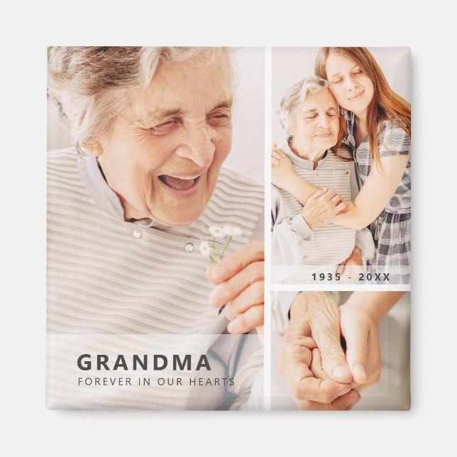 Grandma Memorial Modern Geometric Photo Collage Magnet (Front)