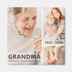 Grandma Memorial Modern Geometric Photo Collage Magnet