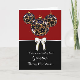 Grandma / Merry Christmas - Elegant Bulbs / Bow Holiday Card