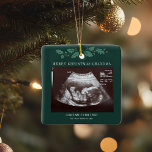 Grandma Merry Christmas Pregnancy Baby Ultrasound Ceramic Ornament<br><div class="desc">It's always a good time to share this exciting news with your nearest and dearest. Perfect Christmas gift idea for the grandma to be with ultrasound photo. Customize this unique announcement display, add your details and let everyone know about this special news. Great gift for new parents and baby showers....</div>