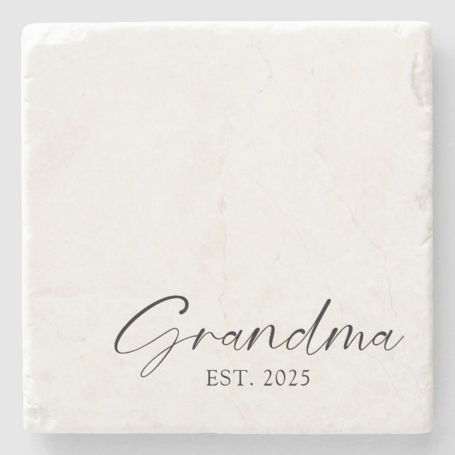 Grandma Minimalist Simple Script Personalized   Stone Coaster (Front)