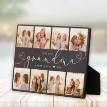 Grandma Modern Heart Script Photo Collage Love Plaque