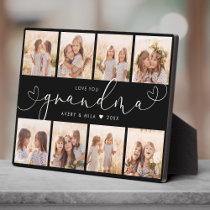 Grandma Modern Heart Script Photo Collage Love Plaque