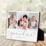 Grandma Modern Heart Script Photo Collage Love Plaque<br><div class="desc">Love you GRANDMA: Great custom photo gift for grandparents, Valentine's Day, Mother's Day, or the Holidays: This modern photo plaque is easy to customize with your 3 favorite photos. The text below can be personalized to read the name of the child or family member as well as the text above...</div>