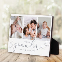 Grandma Modern Heart Script Photo Collage Love Plaque