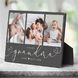 Grandma Modern Heart Script Photo Collage Love  Plaque<br><div class="desc">Love you GRANDMA: Great custom photo gift for grandparents, Valentine's Day, Mother's Day, or the Holidays: This modern photo plaque is easy to customize with your 3 favorite photos. The text below can be personalized to read the name of the child or family member as well as the text above...</div>