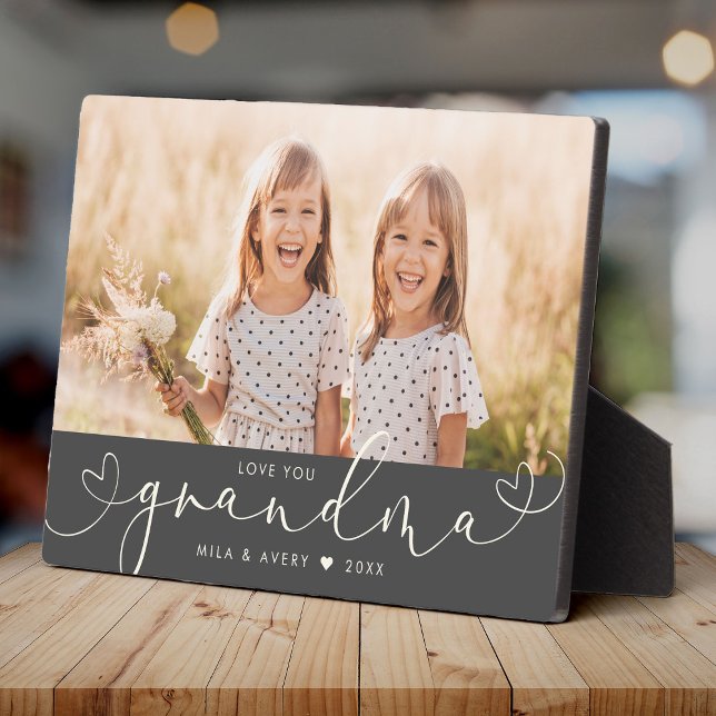 Grandma Modern Heart Script Photo Love Plaque (Creator Uploaded)