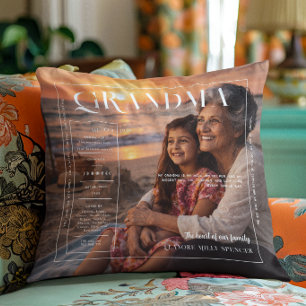 Grandma Modern Personalized Photo Throw Pillow