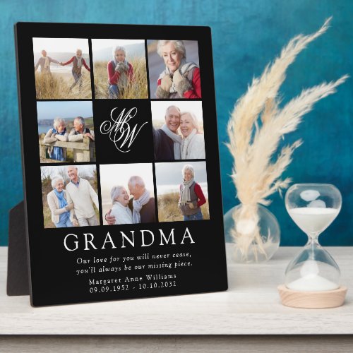 Grandma Monogram Photo Grid Remembrance Memorial Plaque