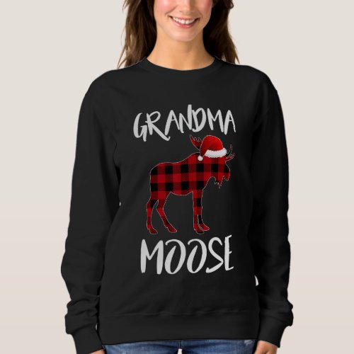Grandma Moose Buffalo Red Plaid Santa Christmas Fa Sweatshirt