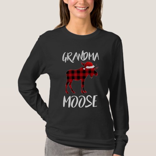 Grandma Moose Buffalo Red Plaid Santa Christmas Fa T_Shirt
