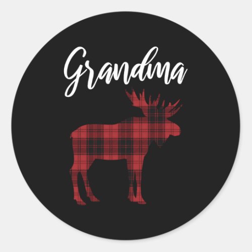 Grandma Moose Family Pajamas Classic Round Sticker