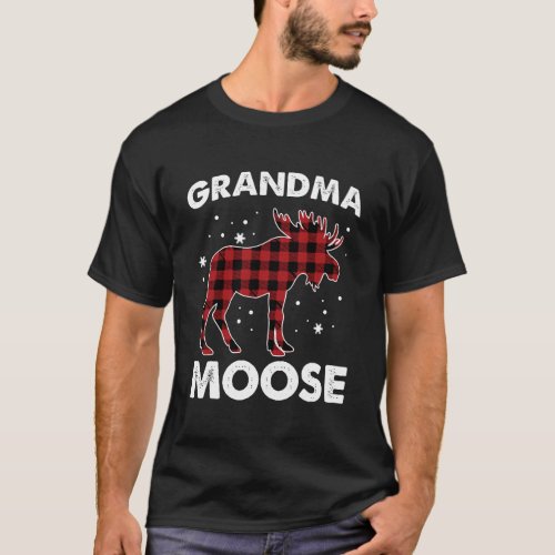Grandma Moose Red Plaid Buffalo Matching Family Pa T_Shirt