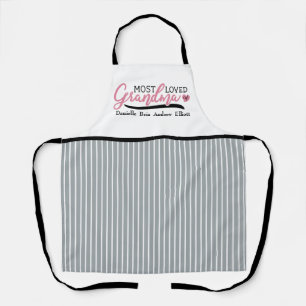 Grandma Most Loved Kids Custom Names Stripe  Apron