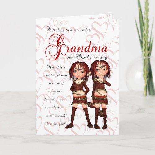 Grandma Mothers Day Card From Twins _ Two Cute El