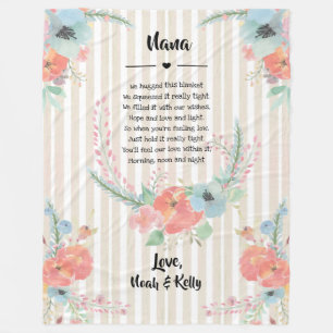 Grandma Mothers Day Floral Poem from Grandkids Fleece Blanket