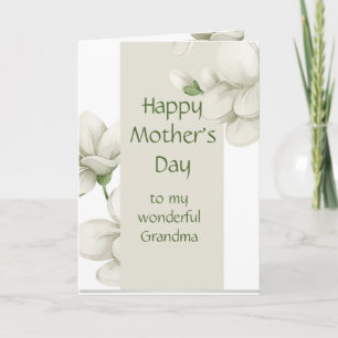 Grandma Mother's Day White Flowers Floral Holiday Card