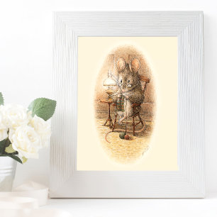 Grandma Mouse Knitting on a Rocking Chair Poster